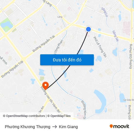 Phường Khương Thượng to Kim Giang map