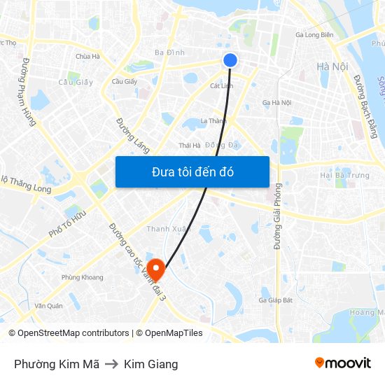 Phường Kim Mã to Kim Giang map