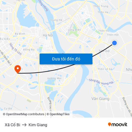 Xã Cổ Bi to Kim Giang map