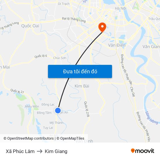 Xã Phúc Lâm to Kim Giang map
