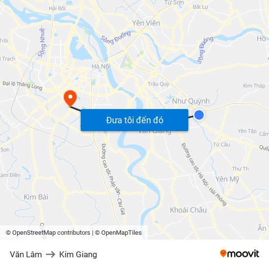 Văn Lâm to Kim Giang map