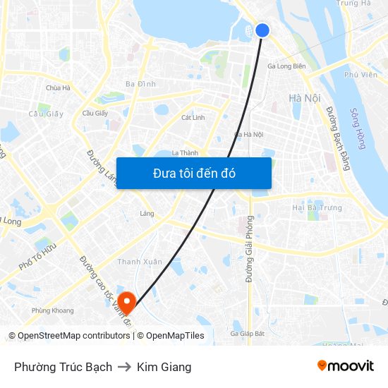 Phường Trúc Bạch to Kim Giang map