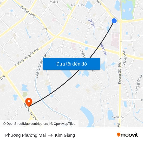Phường Phương Mai to Kim Giang map