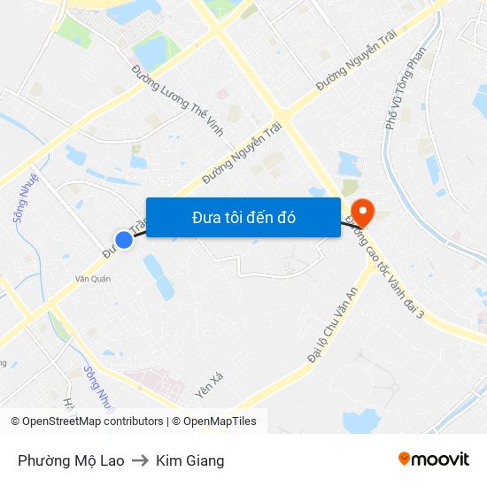 Phường Mộ Lao to Kim Giang map