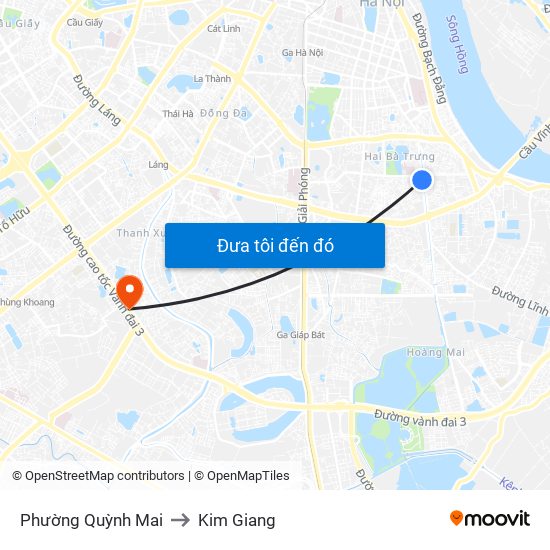 Phường Quỳnh Mai to Kim Giang map