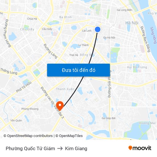 Phường Quốc Tử Giám to Kim Giang map