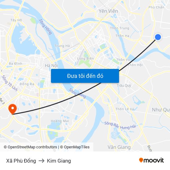 Xã Phù Đổng to Kim Giang map