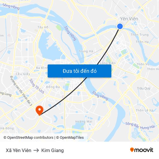 Xã Yên Viên to Kim Giang map