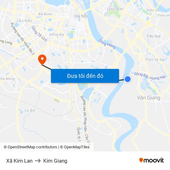 Xã Kim Lan to Kim Giang map