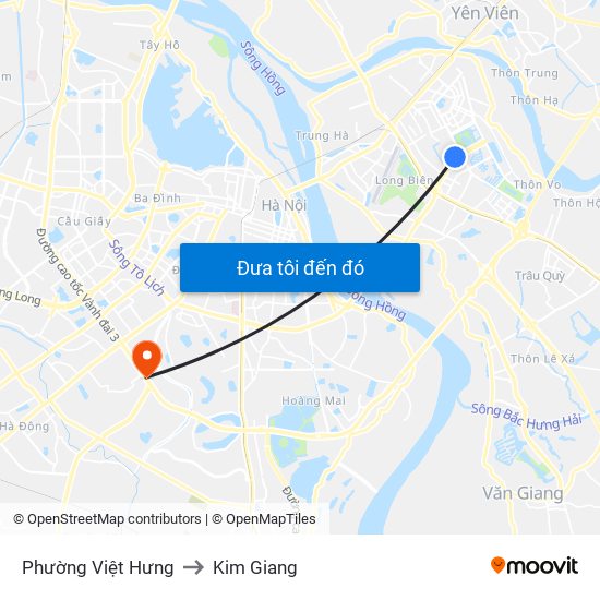 Phường Việt Hưng to Kim Giang map