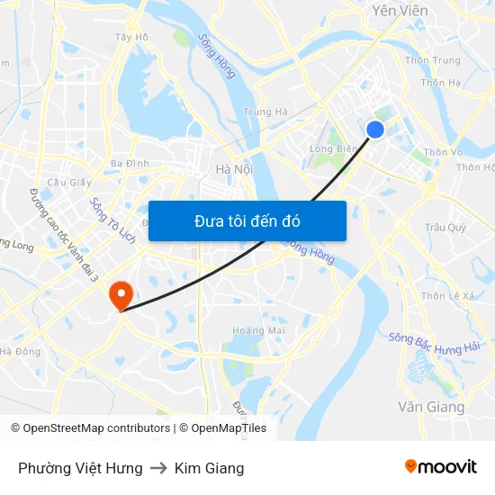 Phường Việt Hưng to Kim Giang map