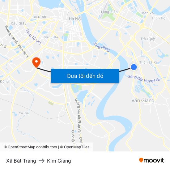 Xã Bát Tràng to Kim Giang map