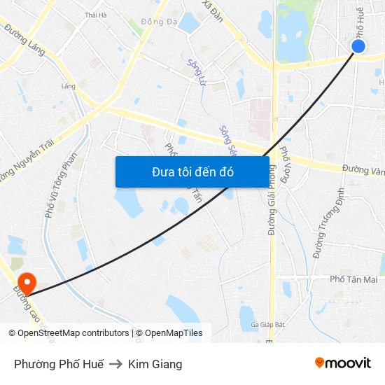 Phường Phố Huế to Kim Giang map
