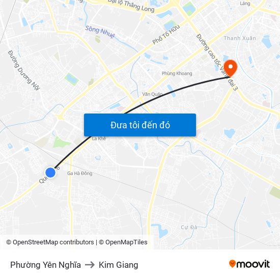 Phường Yên Nghĩa to Kim Giang map