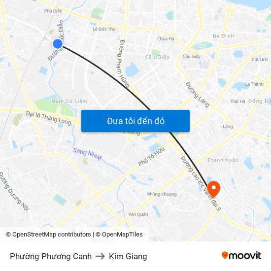 Phường Phương Canh to Kim Giang map