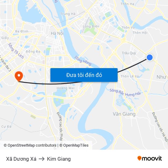 Xã Dương Xá to Kim Giang map