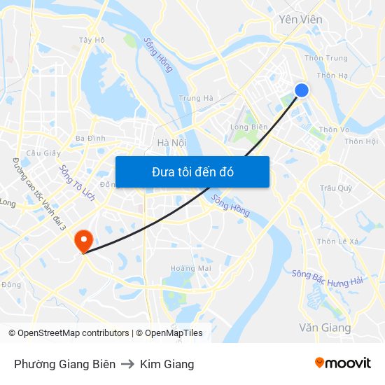 Phường Giang Biên to Kim Giang map