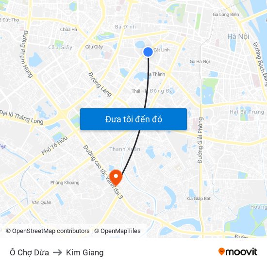 Ô Chợ Dừa to Kim Giang map