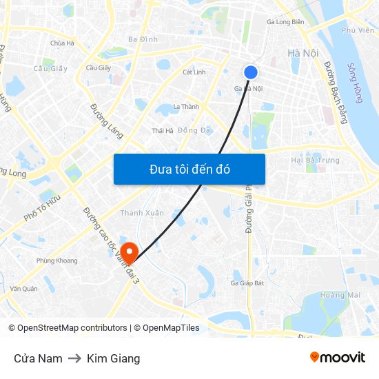 Cửa Nam to Kim Giang map