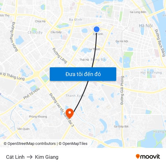 Cát Linh to Kim Giang map