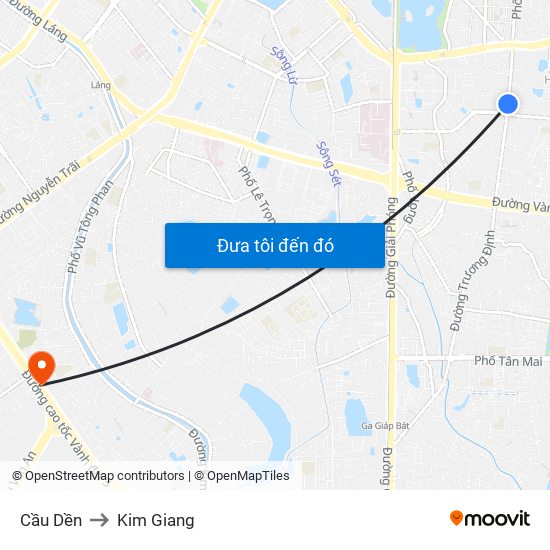 Cầu Dền to Kim Giang map