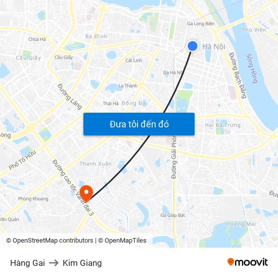 Hàng Gai to Kim Giang map