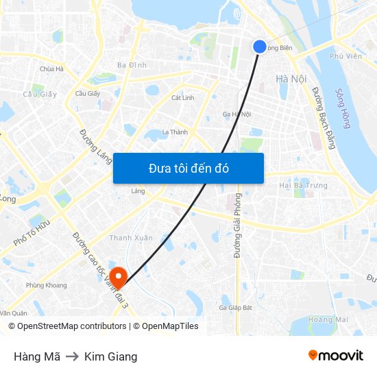 Hàng Mã to Kim Giang map