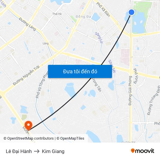 Lê Đại Hành to Kim Giang map
