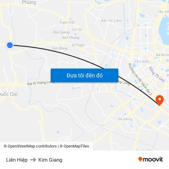 Liên Hiệp to Kim Giang map