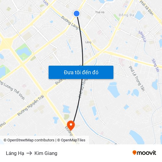 Láng Hạ to Kim Giang map