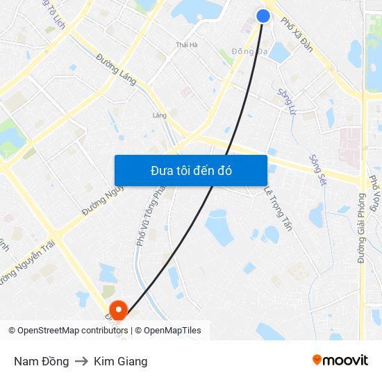 Nam Đồng to Kim Giang map