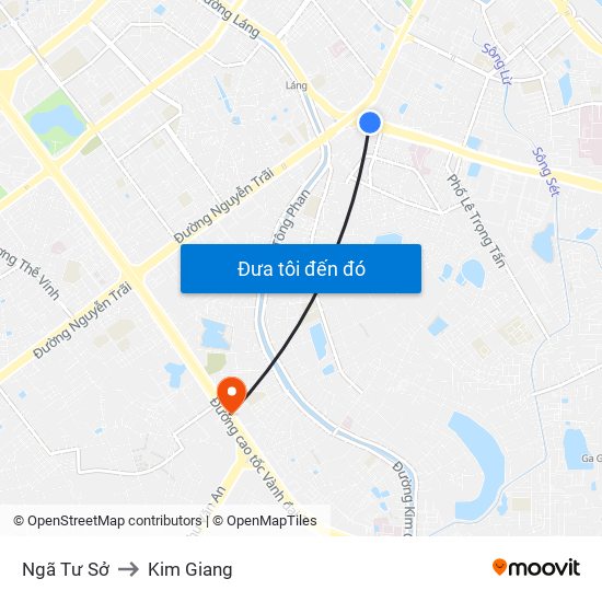 Ngã Tư Sở to Kim Giang map