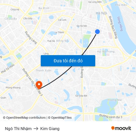 Ngô Thì Nhậm to Kim Giang map