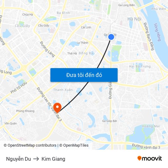 Nguyễn Du to Kim Giang map