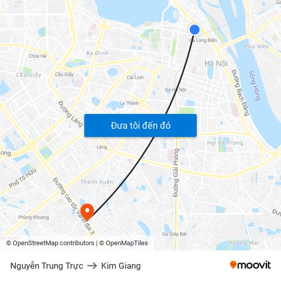 Nguyễn Trung Trực to Kim Giang map