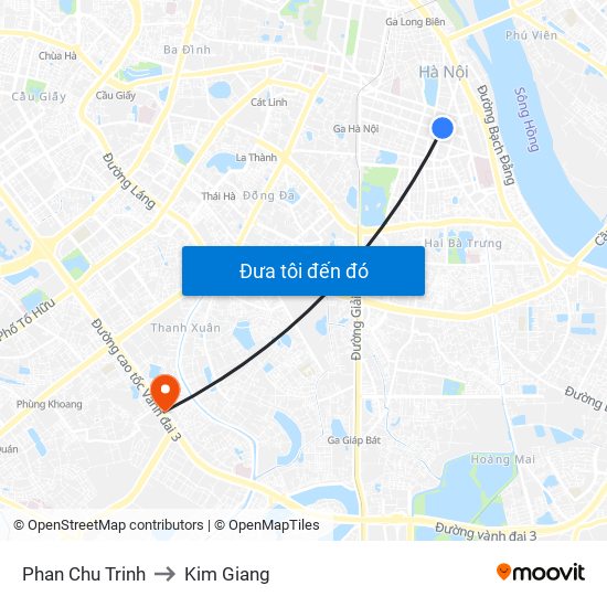 Phan Chu Trinh to Kim Giang map