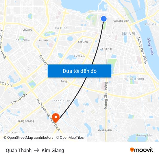 Quán Thánh to Kim Giang map