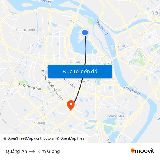 Quảng An to Kim Giang map