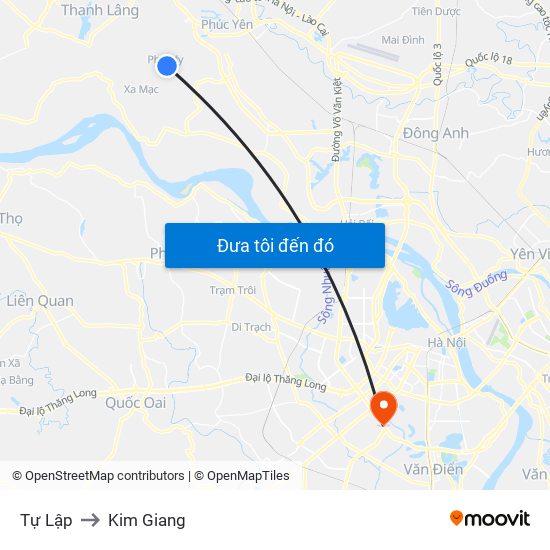 Tự Lập to Kim Giang map