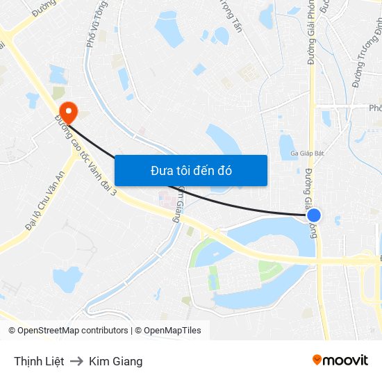 Thịnh Liệt to Kim Giang map