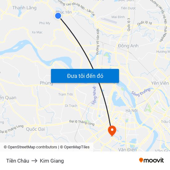 Tiền Châu to Kim Giang map