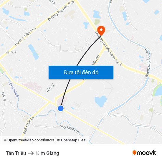 Tân Triều to Kim Giang map