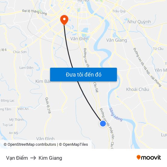 Vạn Điểm to Kim Giang map