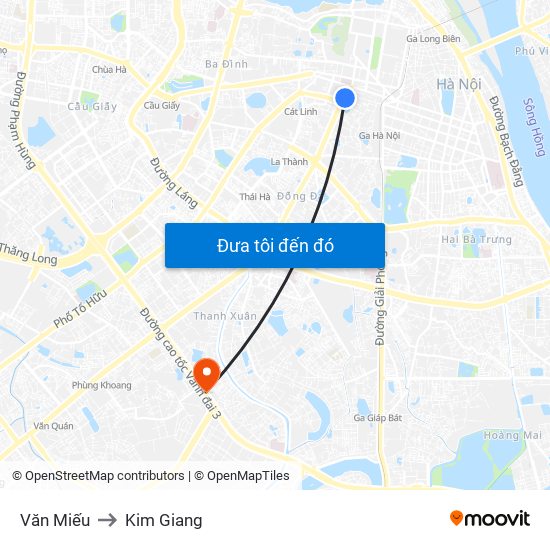Văn Miếu to Kim Giang map