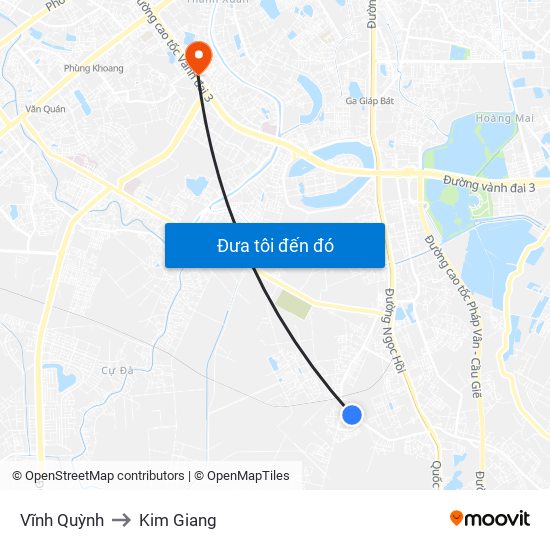 Vĩnh Quỳnh to Kim Giang map