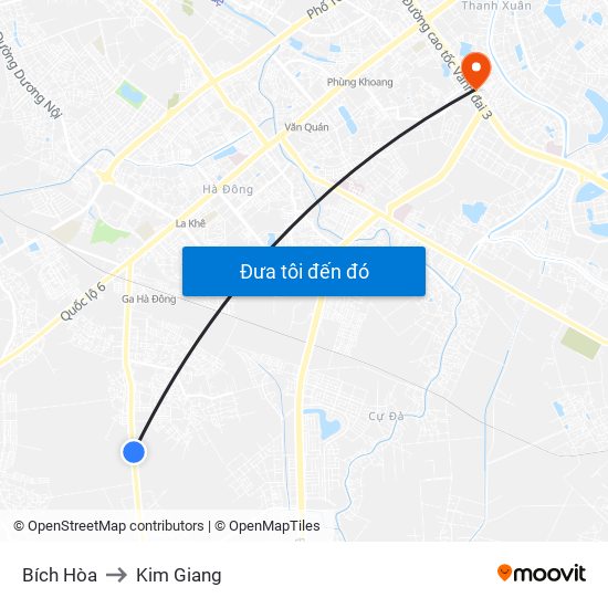 Bích Hòa to Kim Giang map