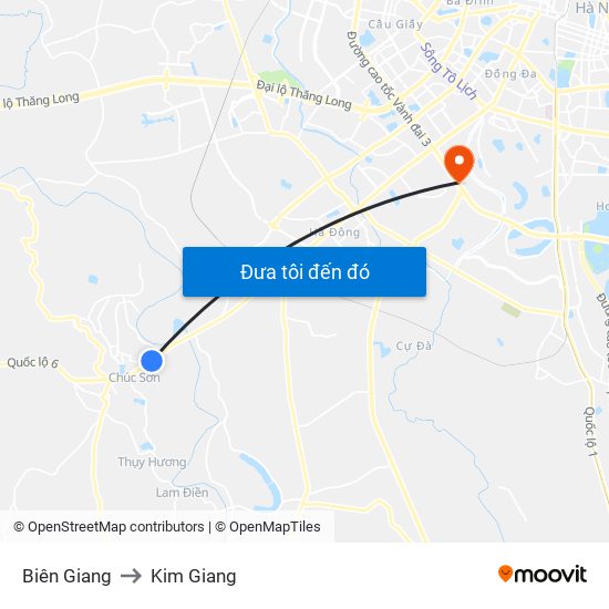 Biên Giang to Kim Giang map