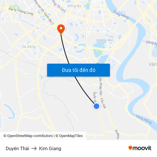 Duyên Thái to Kim Giang map