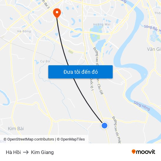 Hà Hồi to Kim Giang map