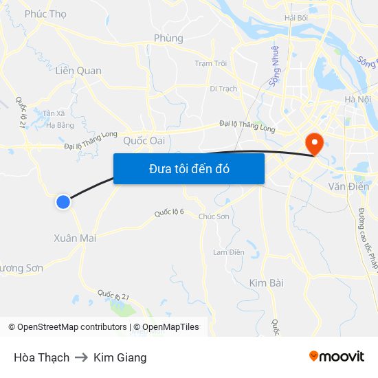 Hòa Thạch to Kim Giang map